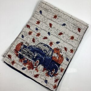 Perfect Harvest Fall Themed Blue Truck Tapestry Table Runner 12-1/4" X 67"